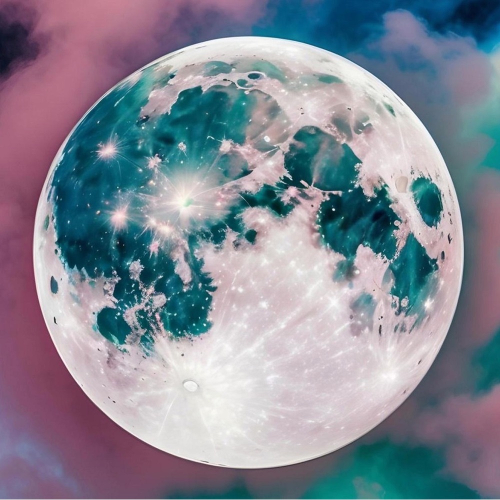 Moon in hues HD metal art print 8 x 12 inches